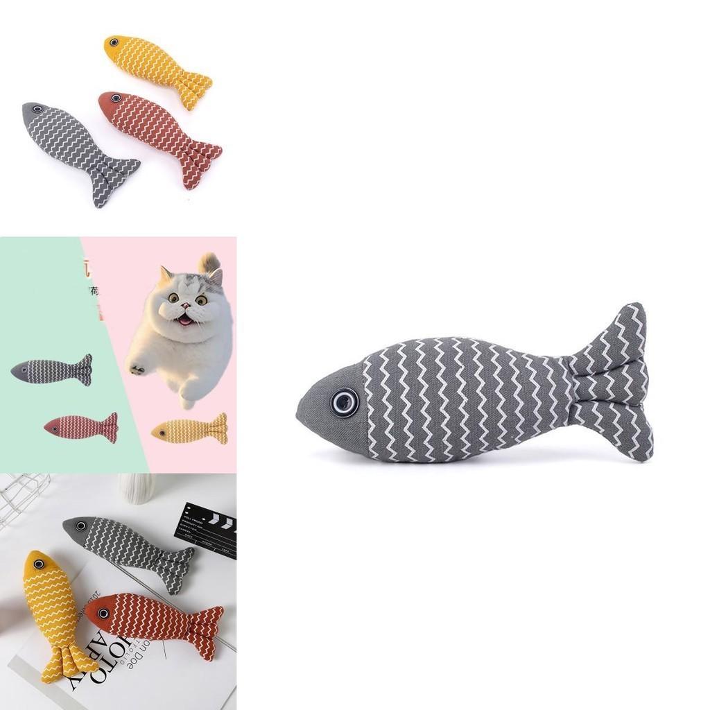 New Cross-border Pet Cat Toy Striped Linen Wave Fish For Self-entertainment