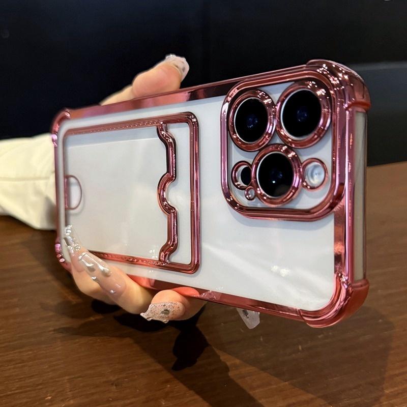 Weiche TPU-Geldbörse Kartenetui Transparente Handyhülle Für iPhone 11 12 13 14 15 16 17 Pro Max Plus Air Clear Bumper Rückseiten Hüllen Abdeckung