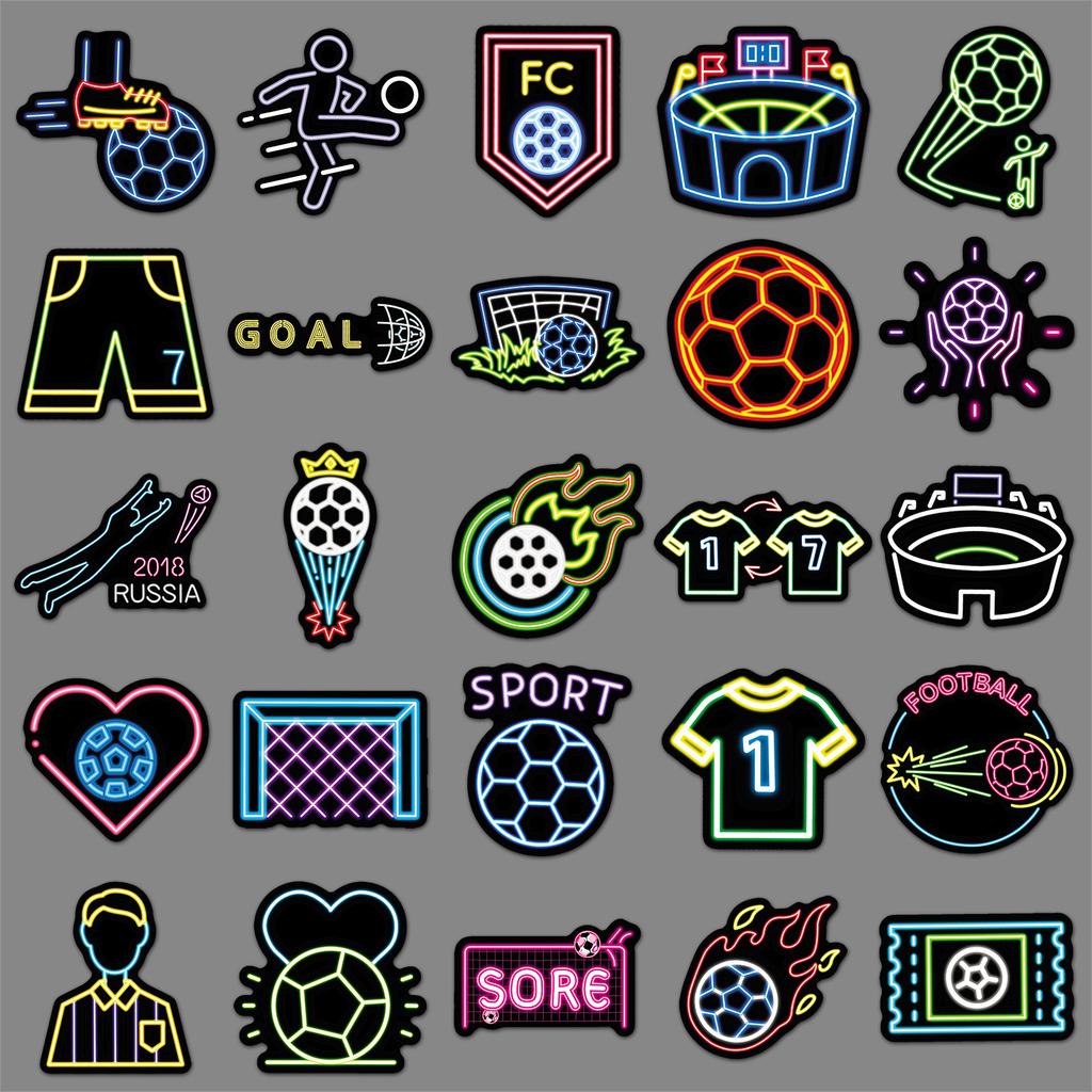 50 Neon Football Graffiti Stickers Personalized Sports Decoration Mobile Phone Computer Creative Stickers