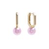 Ithappy Earrings Beaded Pearl Pink Gold Tube Women
