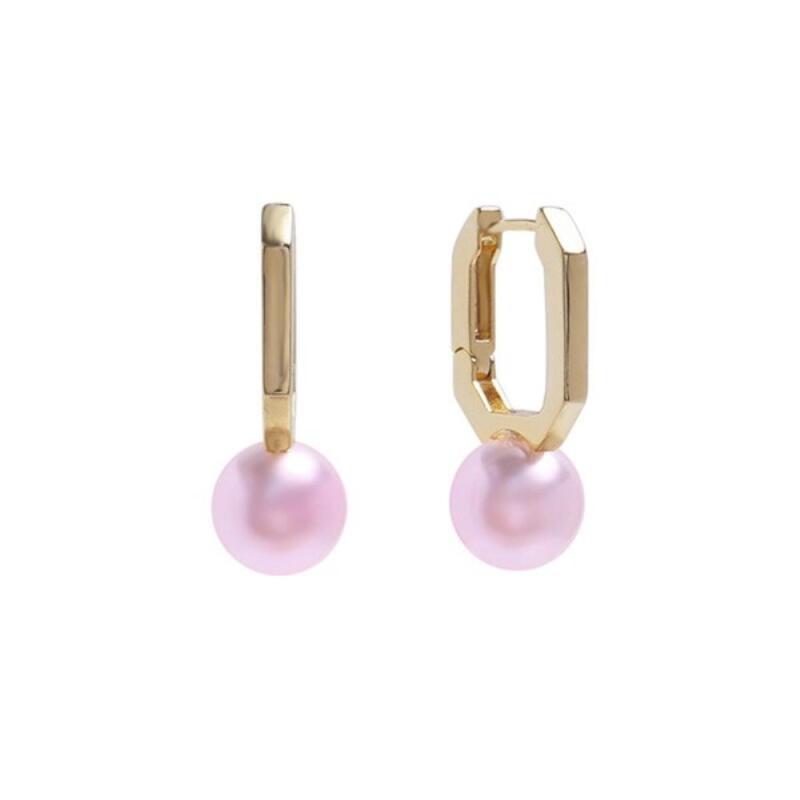 Ithappy earrings beaded pearl pink gold tube women