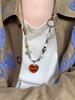 Vintage Ceramic Beaded Heart Pendant Necklace - Minimalist Luxury Clavicle Chain