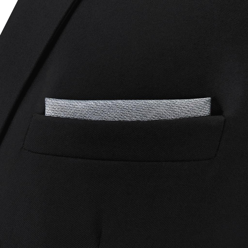 SHLAX&WING Men's Plain Gray Silk Tie for Business Suits, 12.6 Inches X 12.6 Inches. Matching Pocket Square Only.