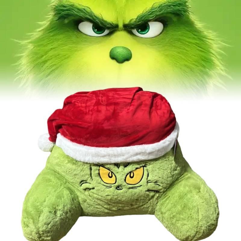 Cozy Plush Green Monster Grinch Pillow Christmas Holiday Decorative Cushion For Home Use