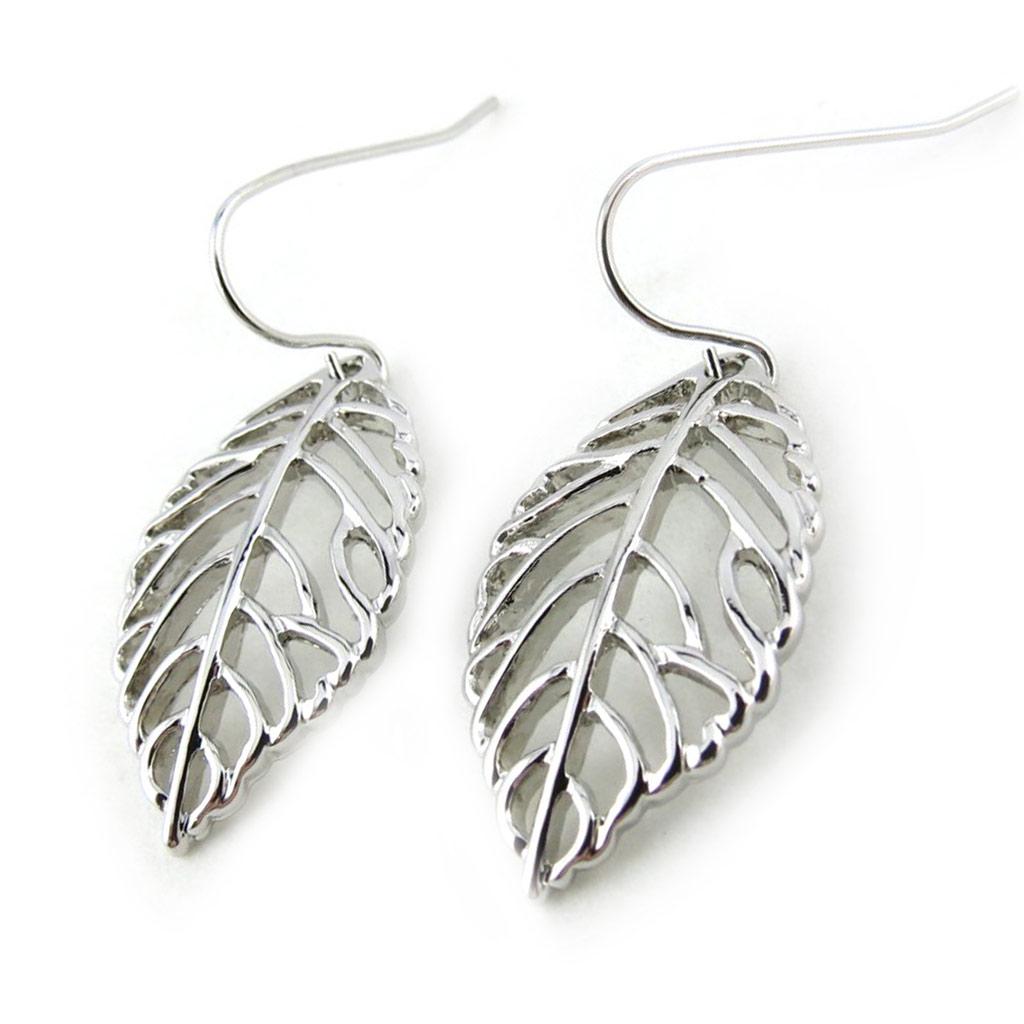 Les Trésors De Lily [N0753] - Silver 'Gold Leaf' Designer Earrings