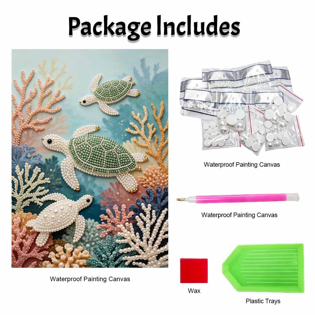Shiny Pearl Sea Turtle Coral Reef DIY Painting Creative Bead Art Craft Household Wall Decoration Nice Present For Art Hobbyists Home Decor