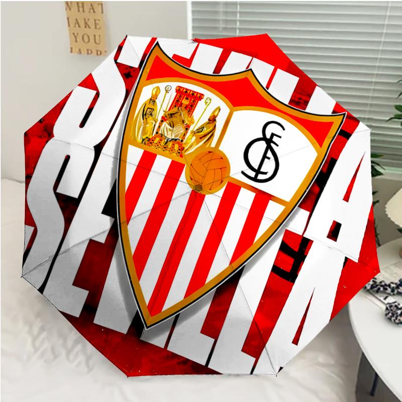 Seville logo Print Automatic Umbrella, 8 Rib Iron Frame, Plastic Handle, Suitable for Outdoor Travel &Daily , Ideal Gift