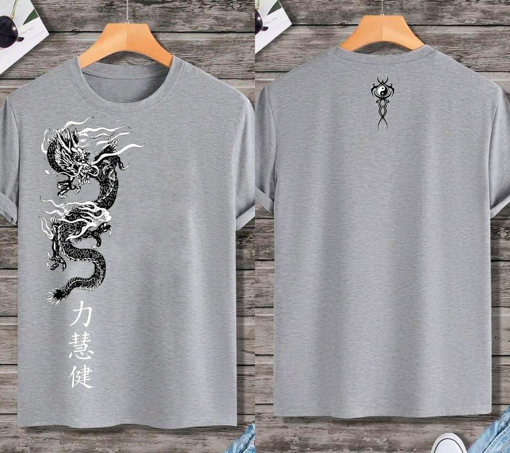 Drachenmuster Bedrucktes T-Shirt Damen Herren Baumwolle Oversized Y2k T-Shirt Hohe Qualität Streetwear Harajuku Männliche Weibliche Kleidung