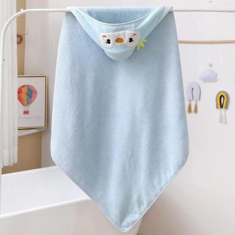 Baby Hooded Cartoon Bath Towel & Coral Fleece Swaddle Blanket