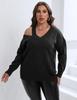 Women's Plus Size Off-the-Shoulder Knit V-Neck Sweater - Autumn & Winter Collection