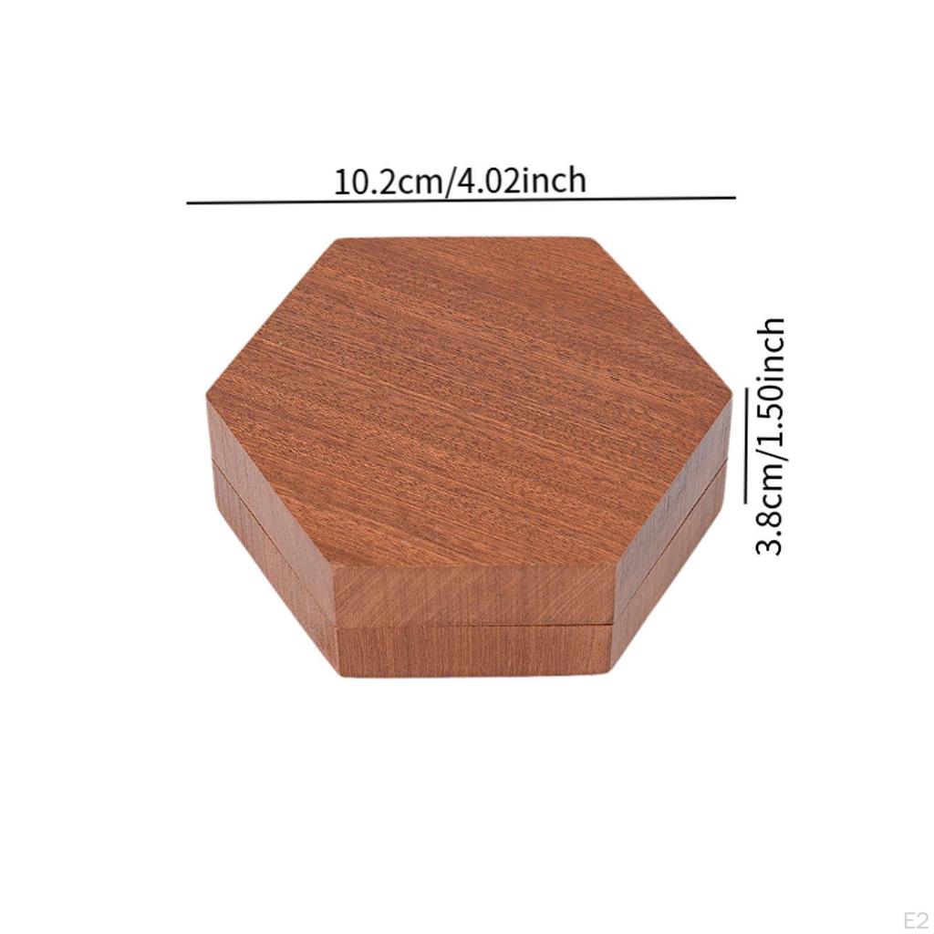 Wood Dice Storage Box Case Holder,Compact,Sturdy,Rustic Organizer,with Lid Hexagon for