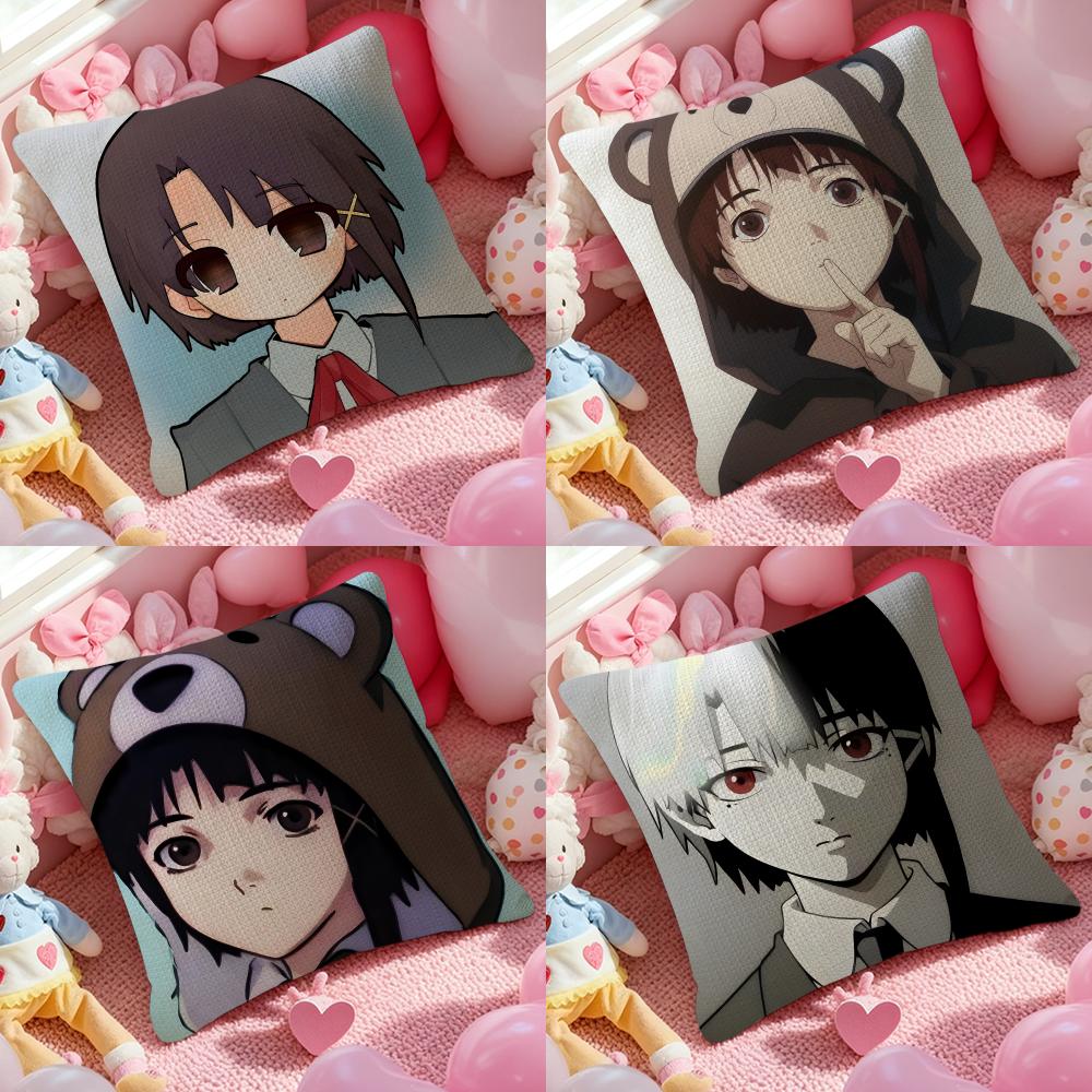 Anime Serial Experiments LLain Pillow Case Pattern Printed Pillowcase for Living Room Sofa Cushion Cover Bedroom Decor