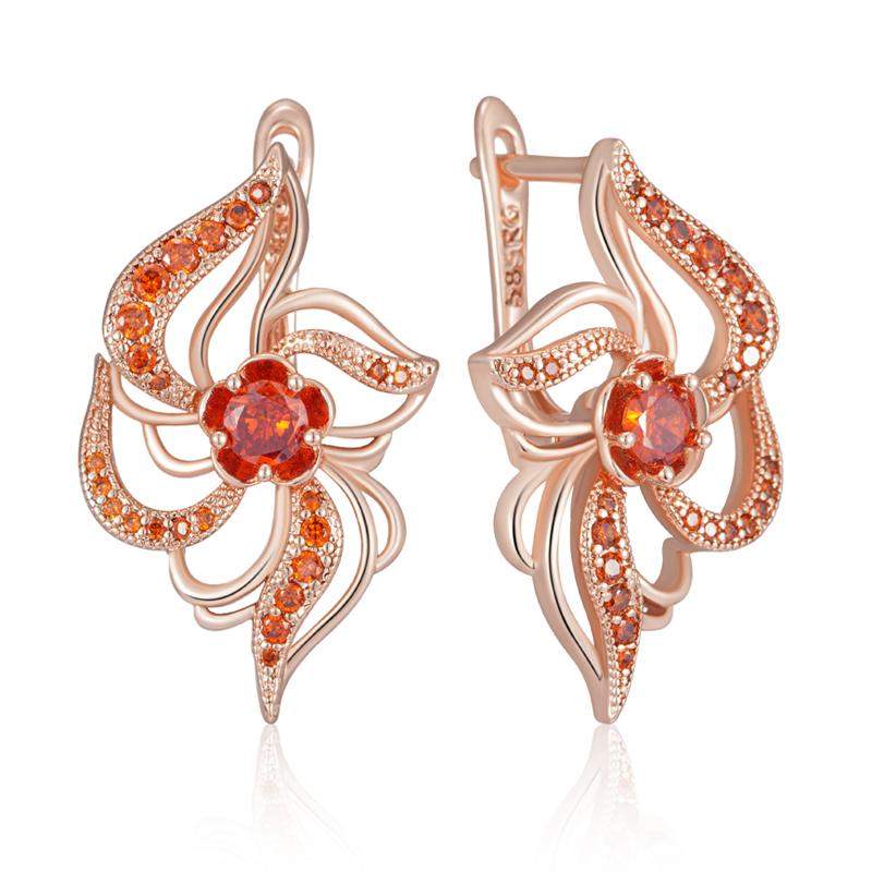 

Оригинальный дизайн Блестящие красные серьги-цветы с натуральным цирконом для женщин Модные серьги цвета розового золота на каждый день