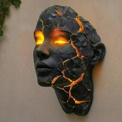 Zerbrochene Seele Wandleuchten, Zerbrochene Seele Wandleuchten, Kreative Figuren, Leuchtende Harzdekorationen, Skulpturen, Heimdekorationen
