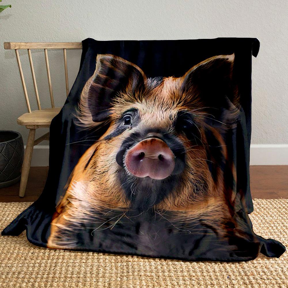 

Fluffy Striped Piglet bedroom Blanket for Livingroom Couch lunch break Soft throw for Friend s festival Gift 80cm x 120cm