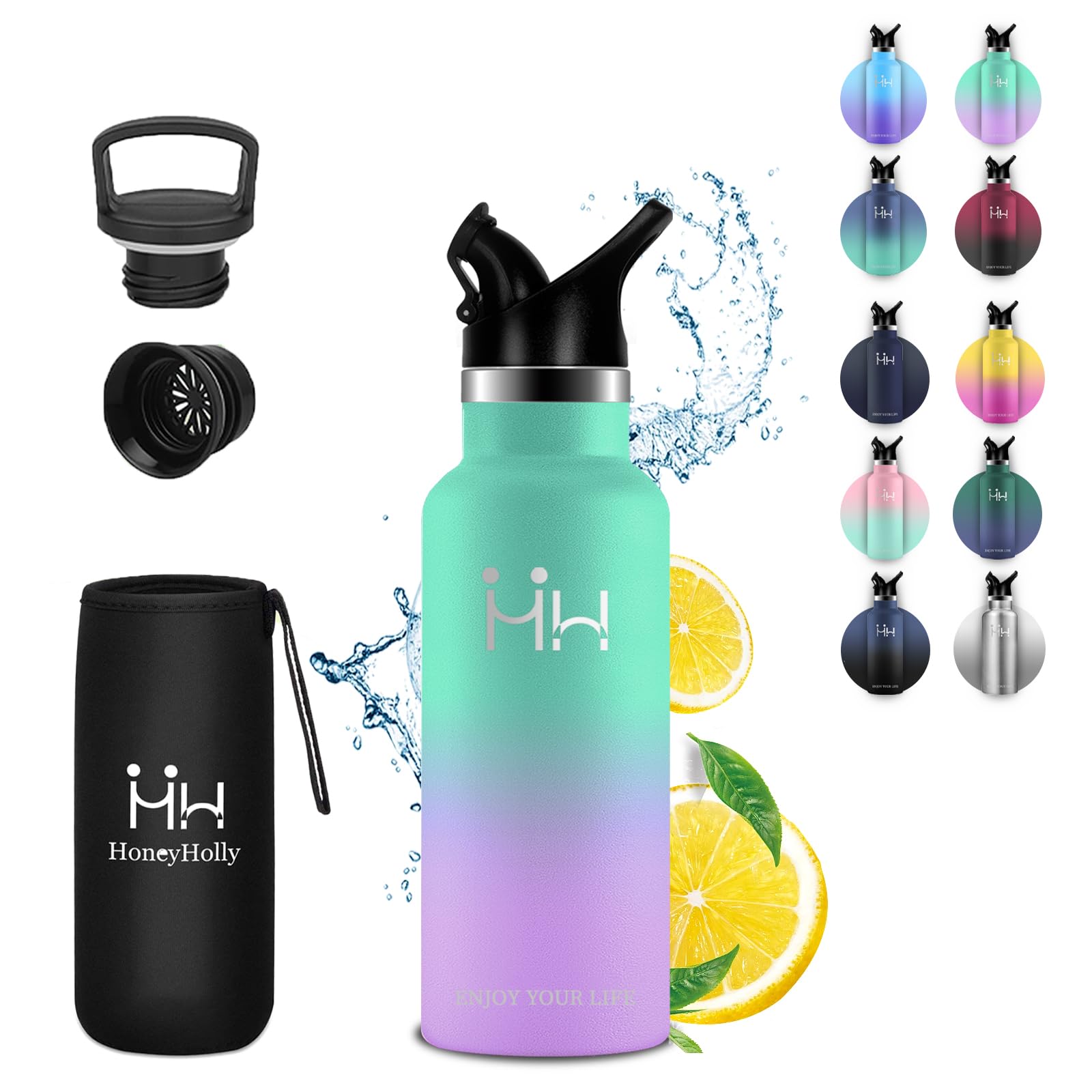 

Eliciya 500ml Vacuum Insulated Stainless Steel Water Keeps Hot or Wide Mouth Includes Cloth Easy to Holds Carbonated Lightweight Portable Travel