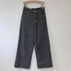 Women's Jeans High Waist Washed Striped Loose Straight Wide Leg Vintage Causal Denim Pants Spring Fashion