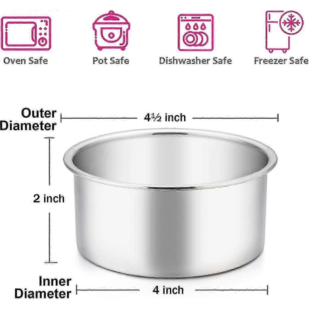 4 Inch Small Cake Pan Set Of 3, E-far Stainless Steel Mini Round Smash Cake Baking Pans, Non-toxic & Healthy, Mirror Finish & Dishwasher Safe