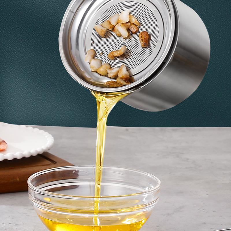 

Glass Lid Bacon Grease Container Deep Fryer 1.3L Keeper With Handle Easily Refill Filter Pot Grease Strainer , With Glass Lid срібний