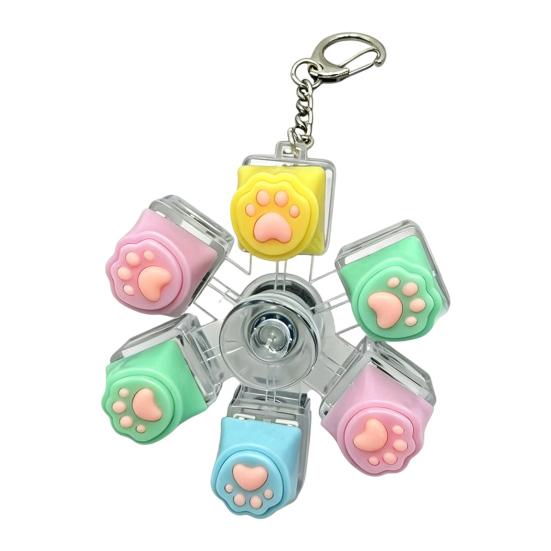 LED Light-up Keyboard Fidget Spinner Toy Decompression Button Finger Clicker Toy 2/3/4/5/6-Keys Fidget Keychain Stress Relief Desk Toy
