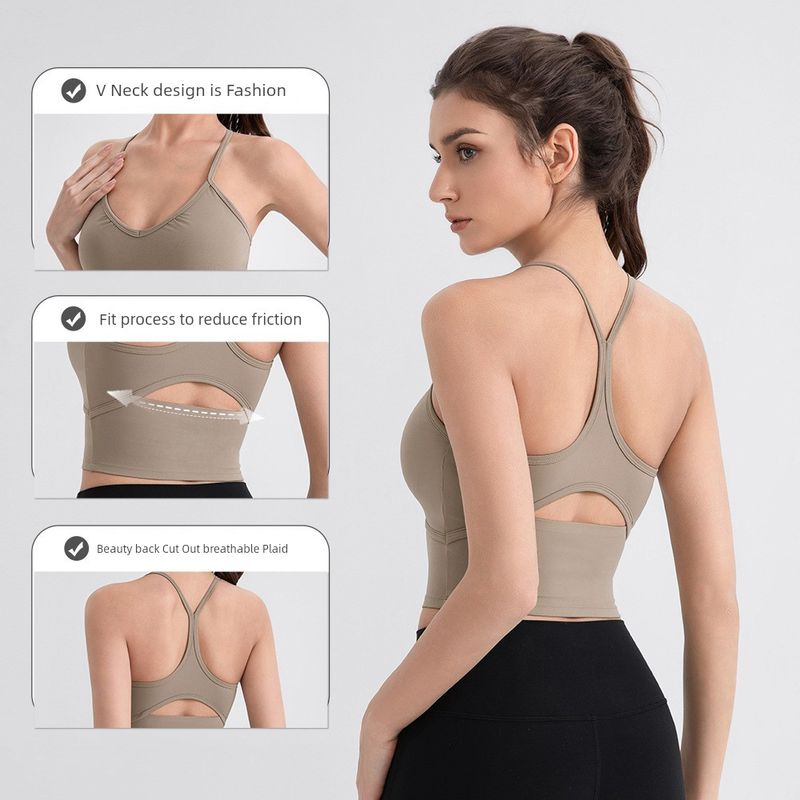 Foreign Trade New Yoga Female Nude Sense Sling Yoga Clothes Running Gym Bra Pilates Training Vest Top