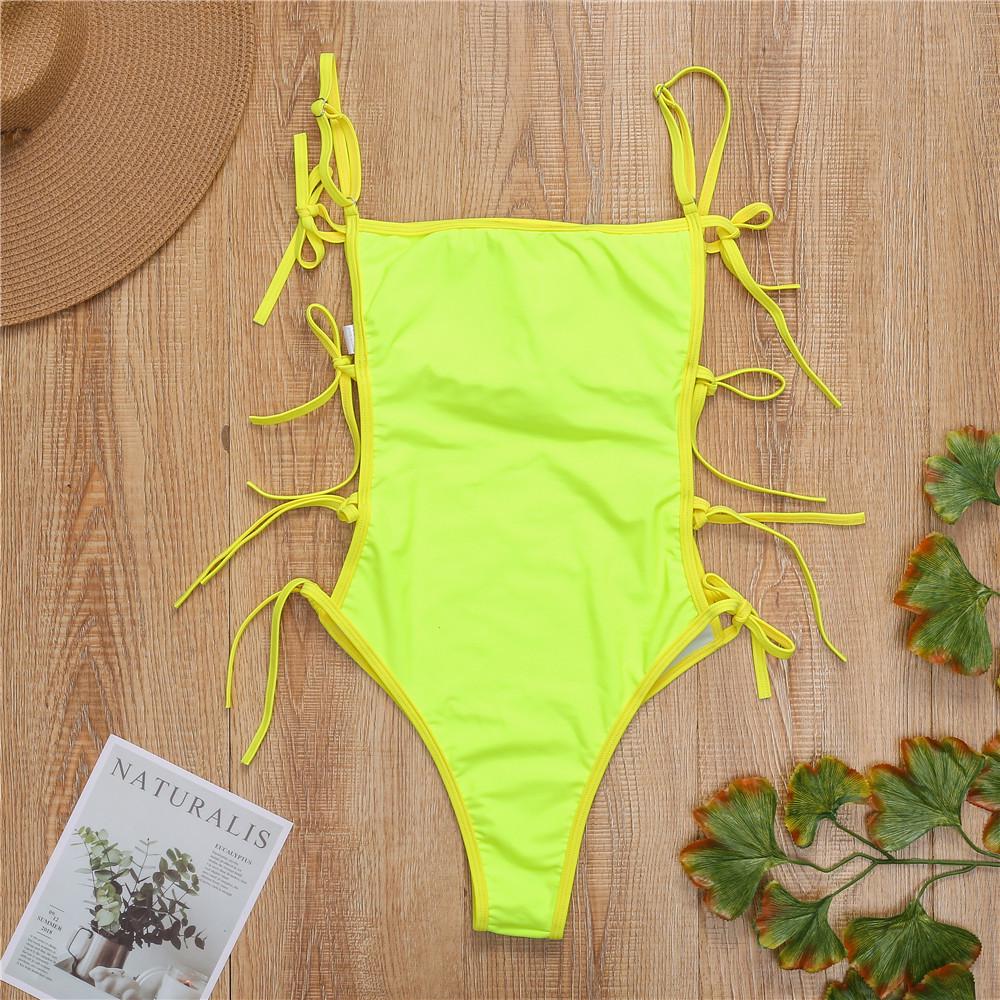 Shencai European & American Solid Color One-Piece Swimsuit with Sexy Straps (Model: ZY057)
