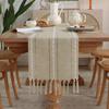 1Pc Linen Tassel Table Runner Rustic Farmhouse Style Tablecloth For Baby Shower Birthday Party Decoration Wedding Table Supplies