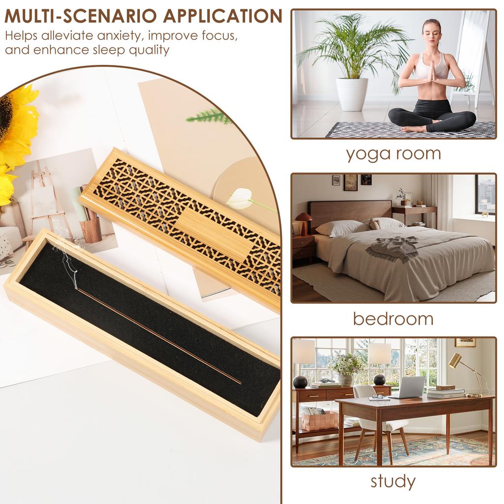 Double-layer Incense Holder Burner Retro Coffin Incense Storage Box for Sticks Ash Catcher for Meditation Yoga Spa Room Decor 7