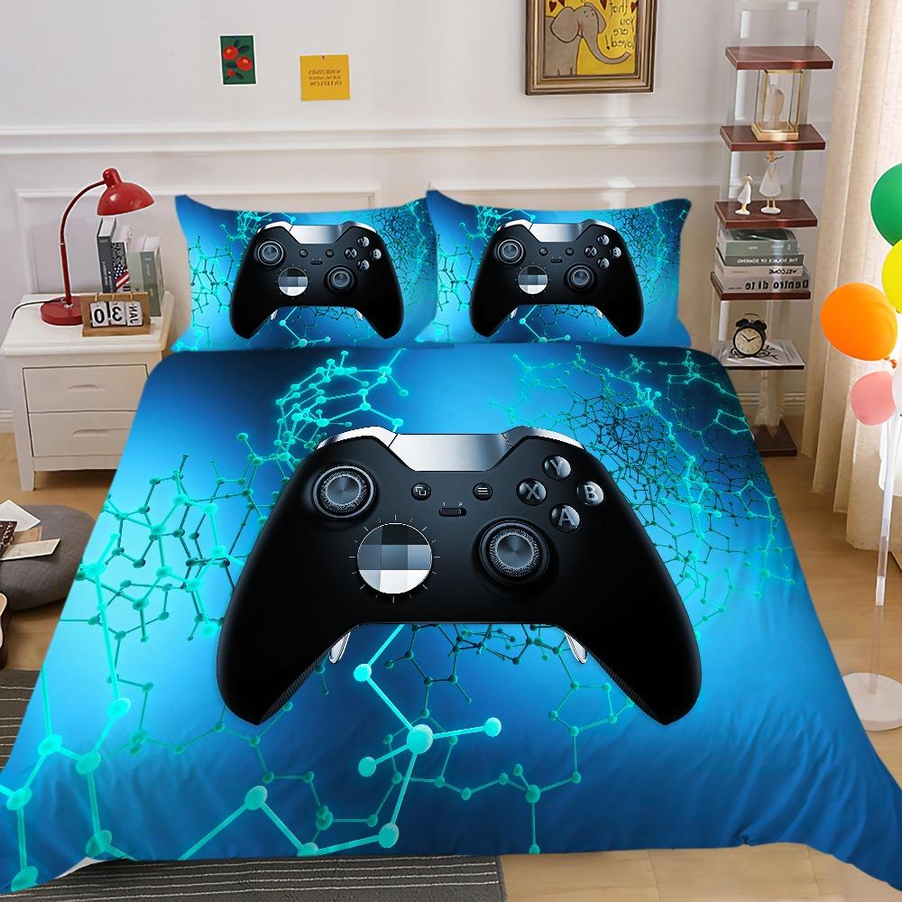 3D Game Controller Pattern Bedding Set Game Console Printed Down Duvet Cover with Pillowcase Teen Single Double Bed Full-size Home Decoration
