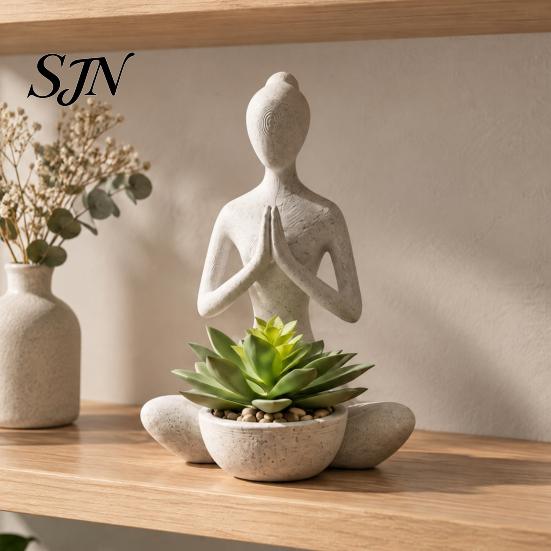 Abstract Zen Succulent Pot 3D Printed Yoga Figure Flowerpot for Succulents and Air Plants, Minimalist Creative Gift Lovers Style Meditation Sculpture