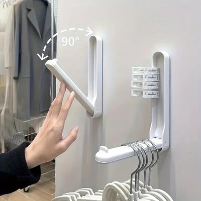Multi-Function Home Accessories Foldable Clothes Hanger Drying Rack No Punching Required Suit Bathroom Door Plastic Organizer Storage