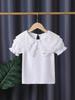 High-End Girls' Lace Collar White Summer Top - Thin Style, Short Sleeve