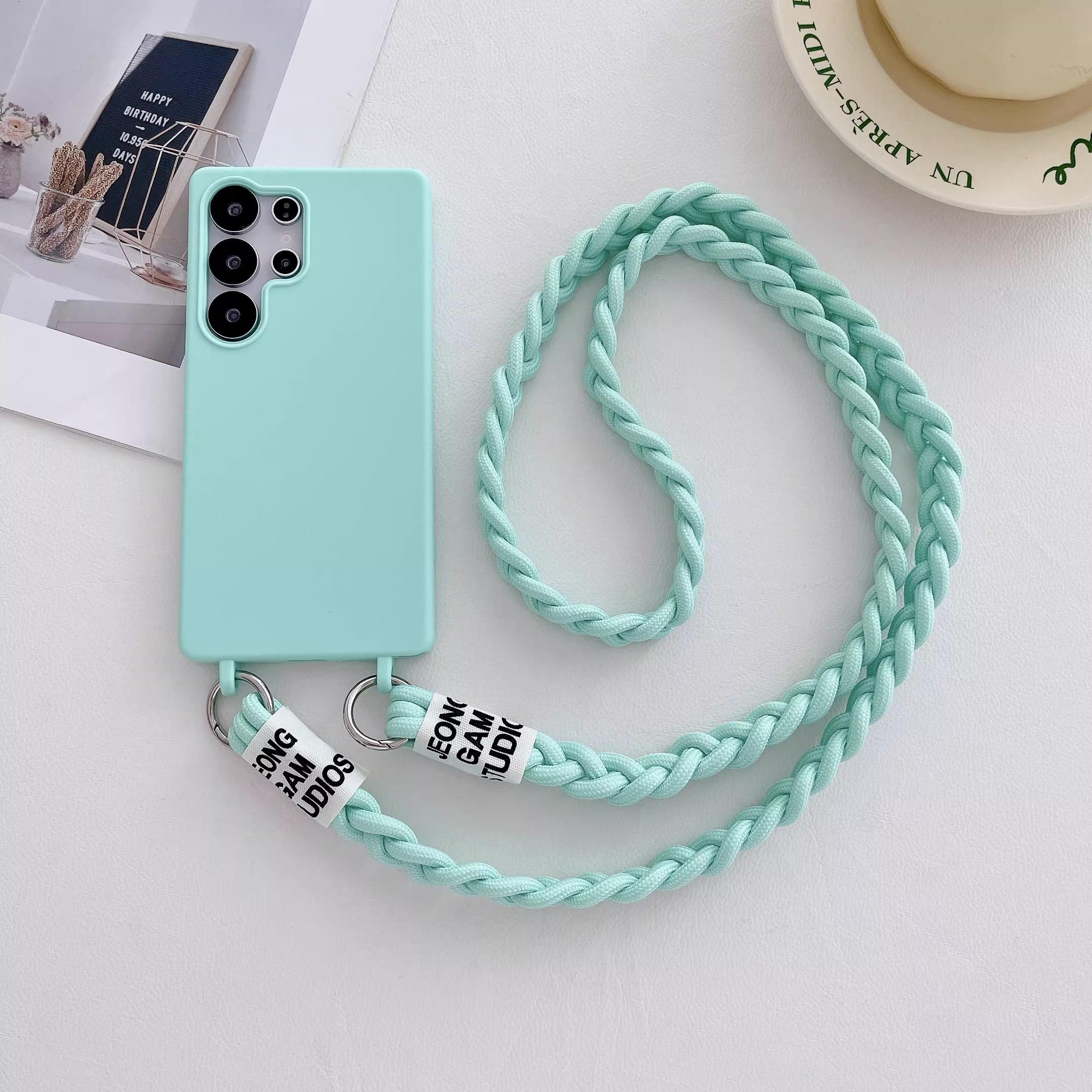 

Candy Lanyard Silicone Case For Samsung Galaxy S26 Ultra S25 Plus Edge Soft Shockproof Braid Neck Crossbody Cord Strap Cover For Galaxy S25Ultra&Case & Strap