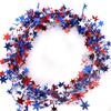 Patriotic Red, White, & Blue Star Wreath with Colorful Vine and Pull Flowers
