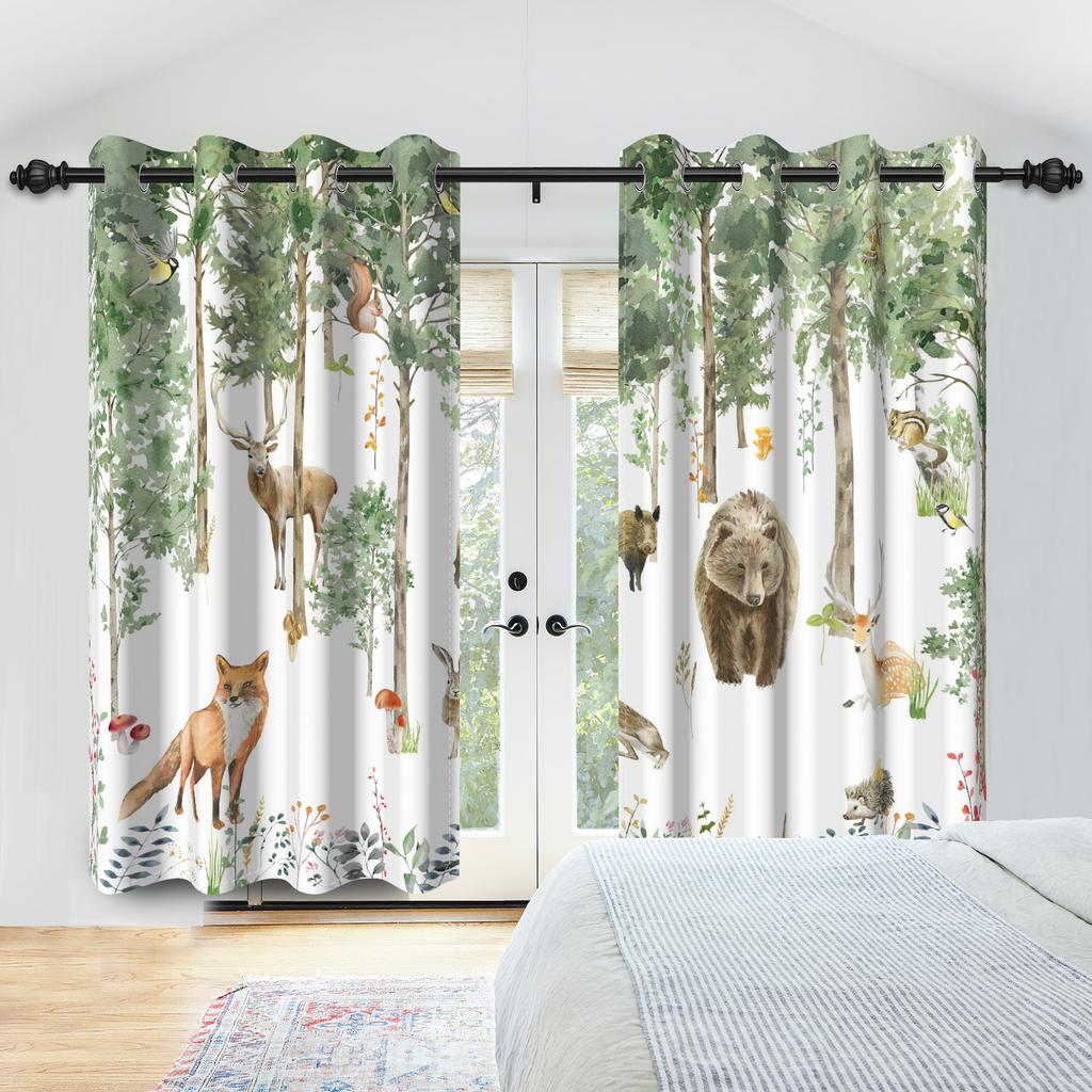 Watercolor Dinosaur Pattern Curtains Cute Animal Printed Curtains For Kids Bedroom Fun Decor Top Grommet Blackout Window Drapes