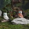 Small Animal Statues Mini Simulation Owl Resin Figurine, Lifelike Feather Texture Statue, Weather-Resistant Micro Fairy Garden Accessories Landscape