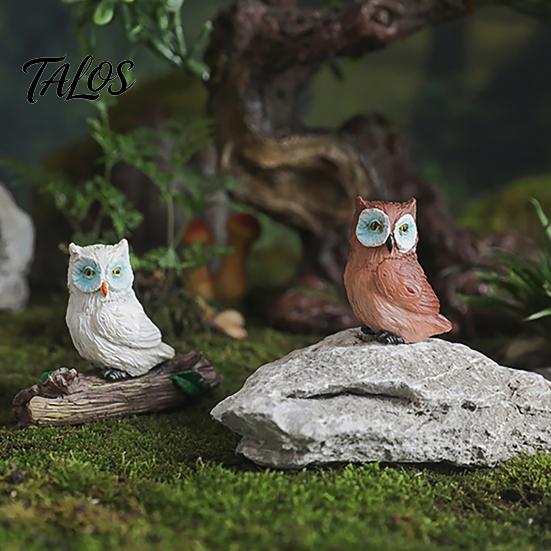 Small Animal Statues Mini Simulation Owl Resin Figurine, Lifelike Feather Texture Statue, Weather-Resistant Micro Fairy Garden Accessories Landscape