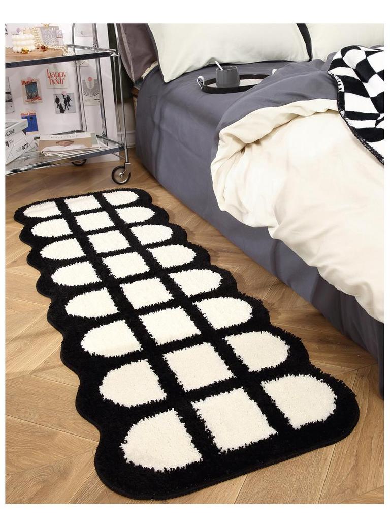 Checkered Non-Slip Absorbent Bathroom Mat - Thickened Bedside and Toilet Floor Rug
