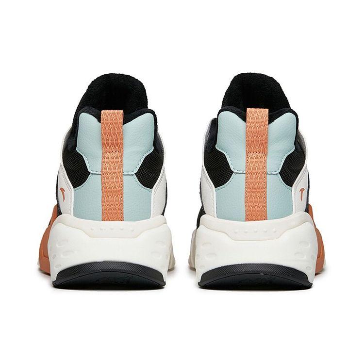 Anta Low Top Running Shoes Fashion Leather Women Sneaker Black White Green 122148980-2