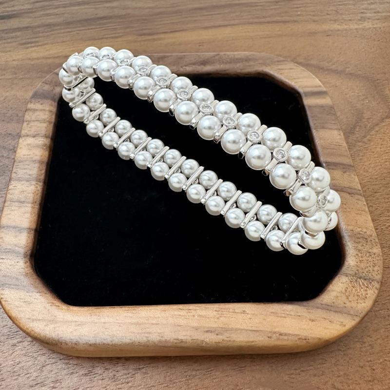 Elegant Double-Layer Imitation Pearl Bracelet - Stylish, Versatile Jewelry for Women