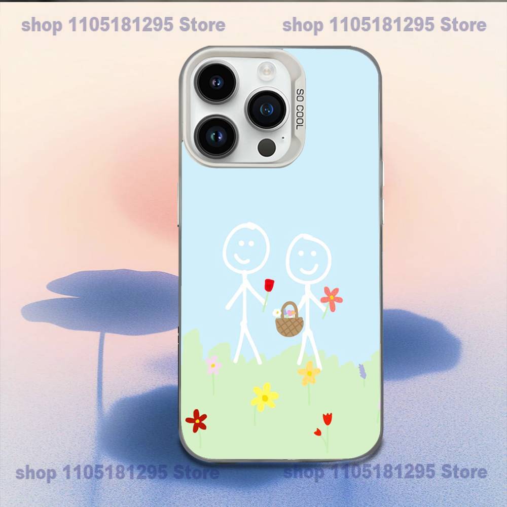 Cartoon Stickman Matchman Phone Case For iPhone 17,16,15,14,13,12,11,Mini,Pro,E,MAX White Candy Matte Shockproof Cover