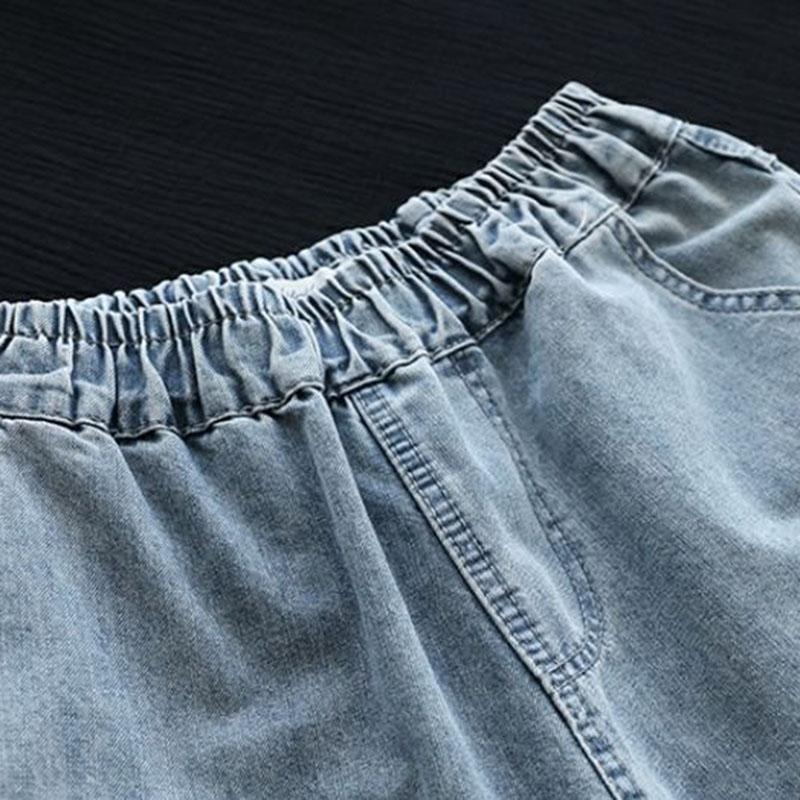 Vintage Style Embroidery Denim Pants Female Summer New Cropped Straight Leg Wide Leg Pants for Women High Waist Loose Tassels Jeans Women 2025