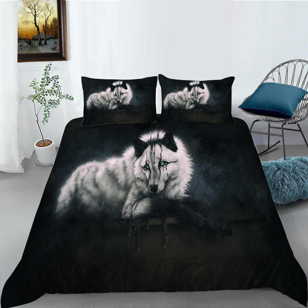 Wolf Series Digital Printed Duvet Cover Pillowcase Two-Three-Piece Polyester Fashion