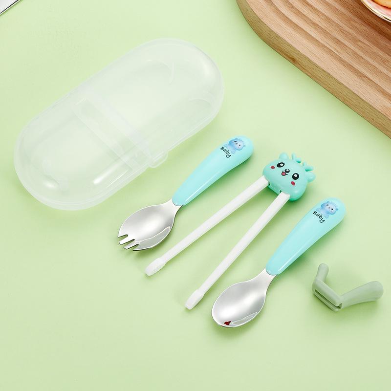 304 Stainless Steel Kids' Fork, Spoon, and Chopsticks Set - For Infant and Toddler Mealtime Training