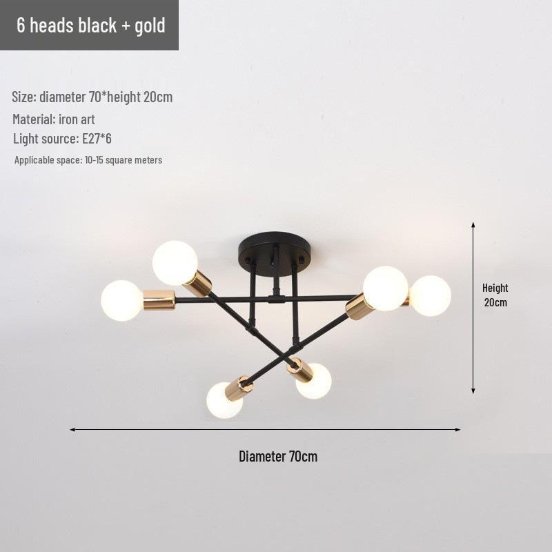 Modern Minimalist Chandelier: Cross-Border Wrought Iron Pendant Light for Bedroom and Study In American Industrial Style