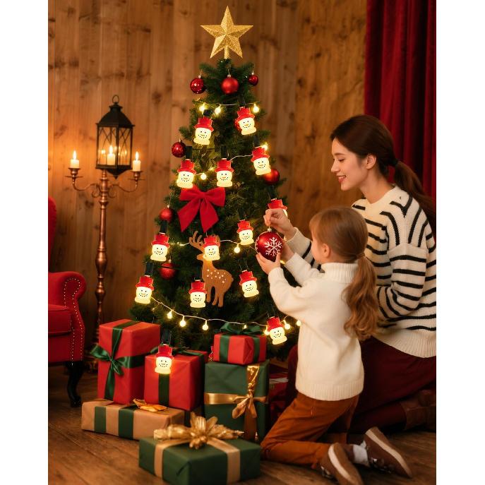 10.5FT Christmas Snowman Lights, 10 Ultra Bright E12 Snowman Lights