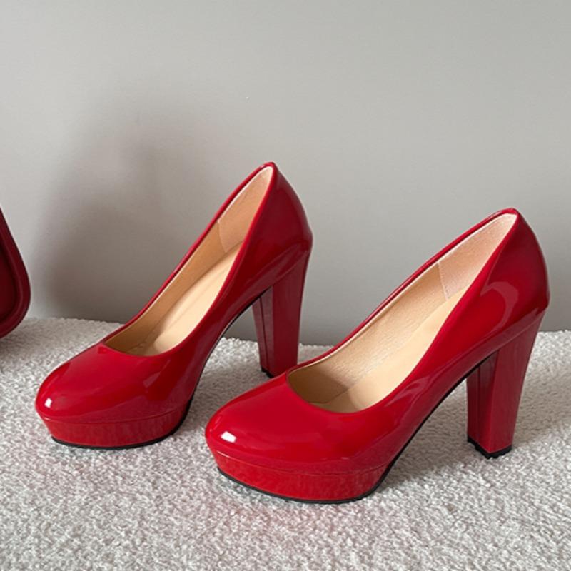 Fashion Women's Fashion Thick Heel Shoes Spring New Style Round Head Shallow Mouth Set Foot Waterproof Platform High Heels