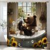 Fun Bathing Bubble Bear Animal Print Shower Curtain, Polyester Shower Curtain With Hooks For Bathroom Decorative Shower Curtain