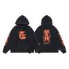 Unisex Oversized Hoodie With Distressed Washed Cotton Print Streetwear Youth Fall