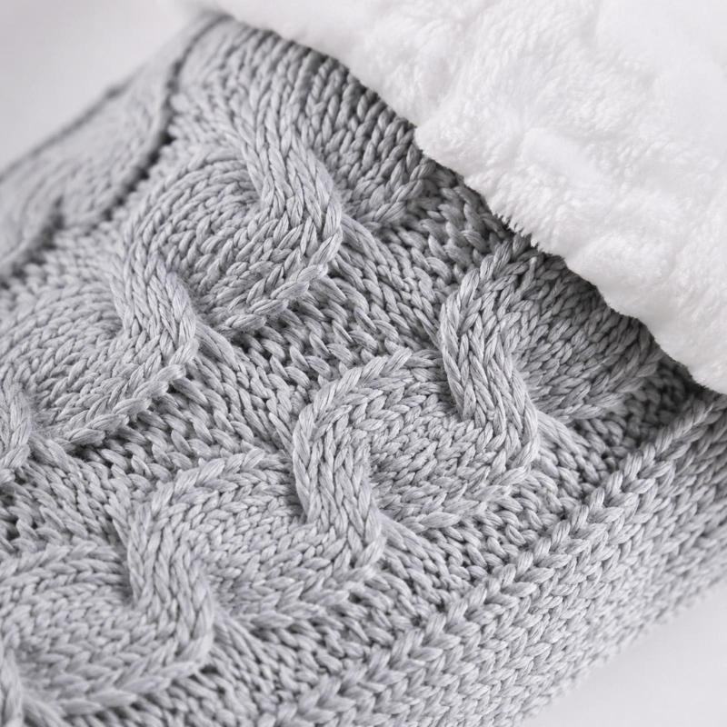 Warm Indoor Floor Socks with Cable Texture, Plush Lining and Traction Dots for Walking Around the Home in Cool Weather